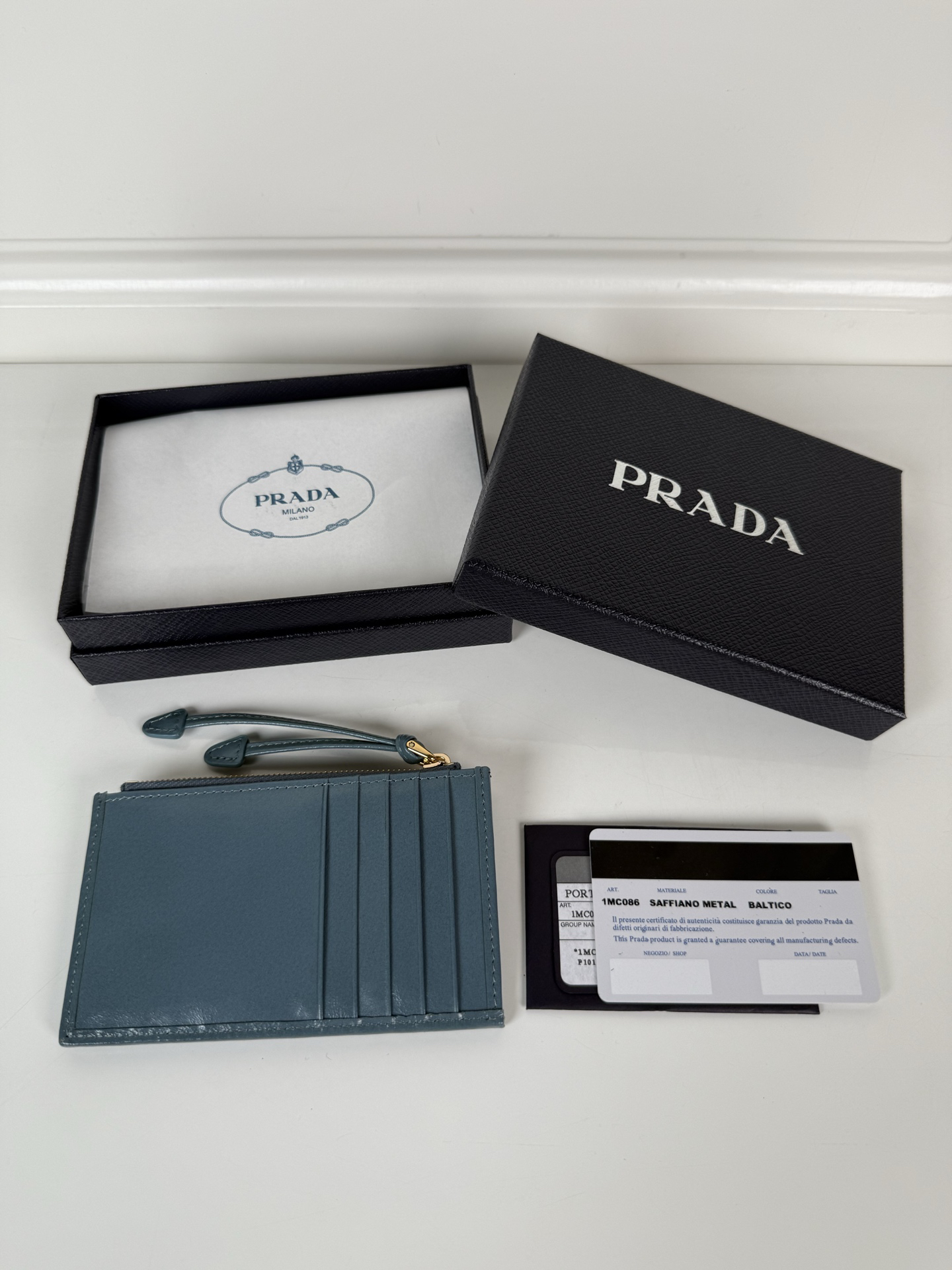 [TOP] PRADA Card Holder 8cm*13cm - Blue - 711 Luxury
