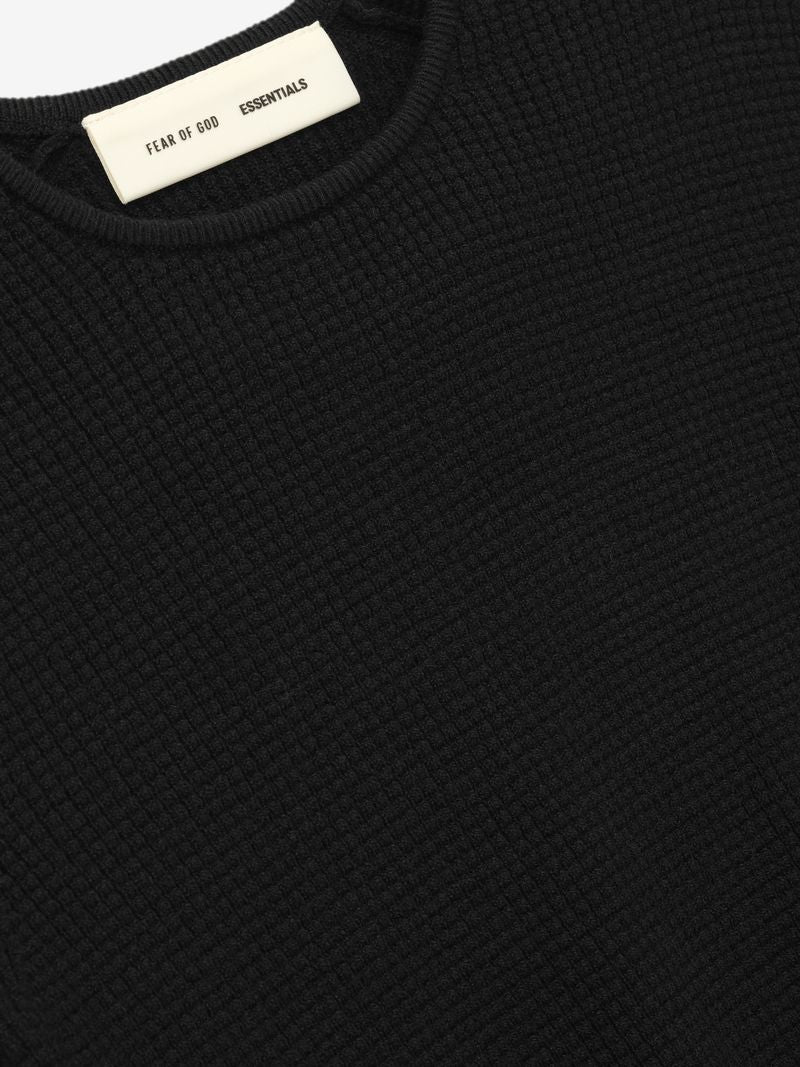 ESSENTIALS Womens Waffle Long Sleeve Top