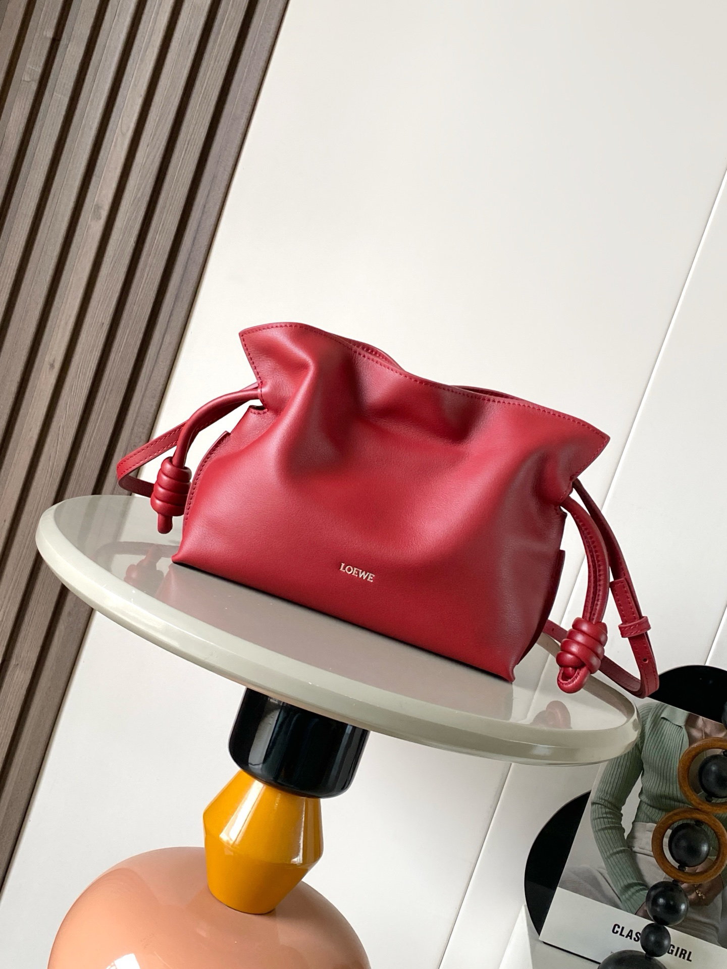 [TOP] LOEWE Flamenco Bag Cowhide Leather 23x18x9cm - Red - 711 Luxury