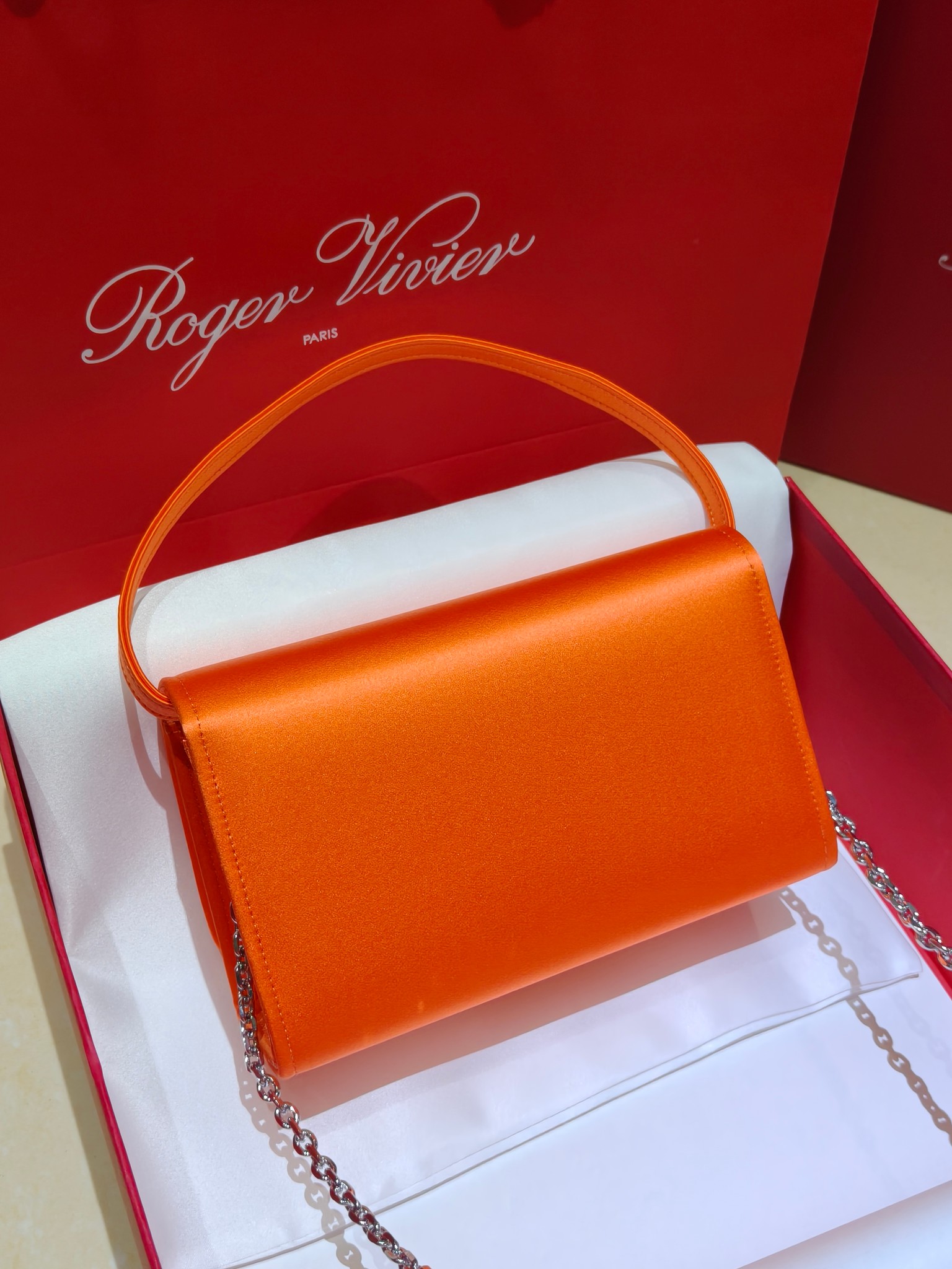 [TOP] ROGER VIVIER Diamond Bag 18-10.5-6 CM - Orange - 711 Luxury