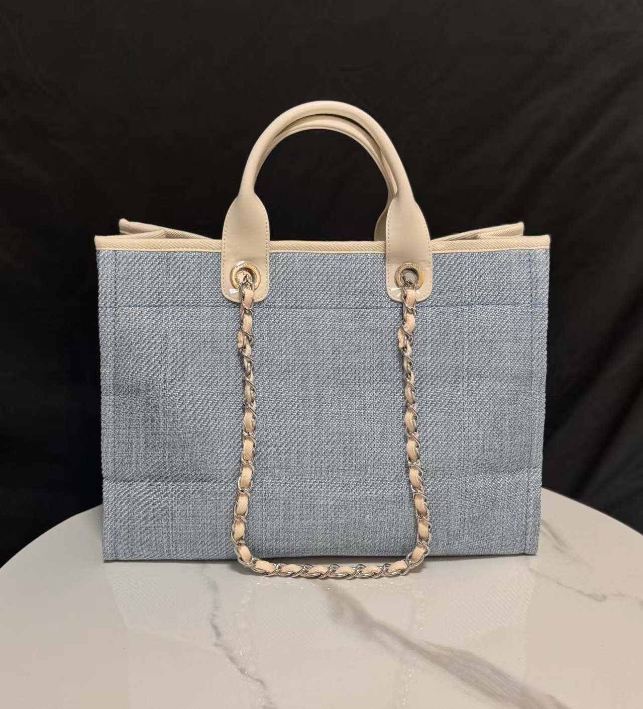 [TOP] CHANEL Beach Bag 38cm -  Denim Blue - 711 Luxury