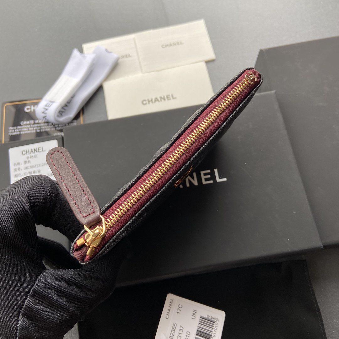 [TOP] CHANEL Caviar Wallet 15cm - Black - GHW - 711 Luxury
