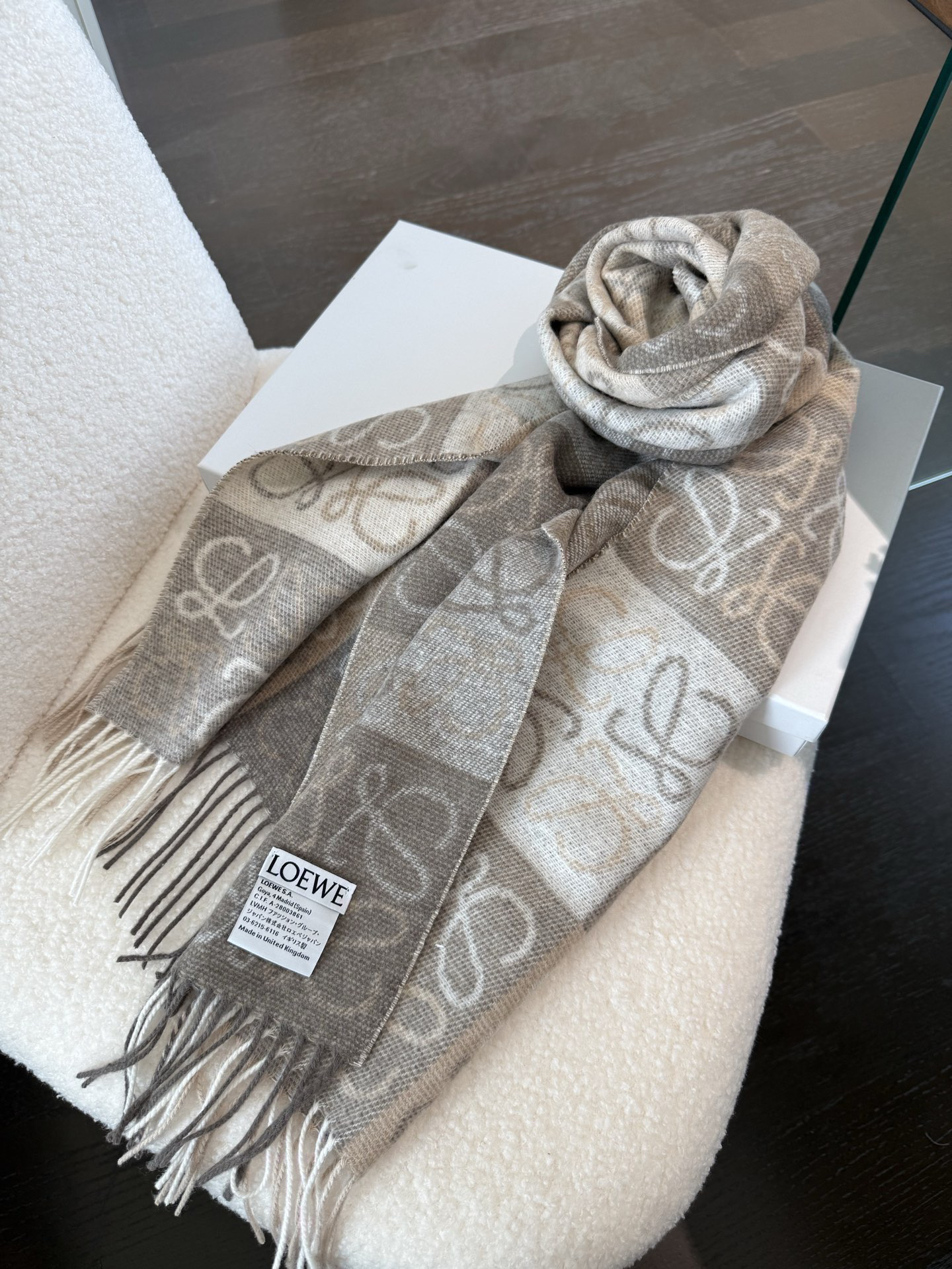 [TOP] LOEWE Wool Scarf - Grey - 711 Luxury