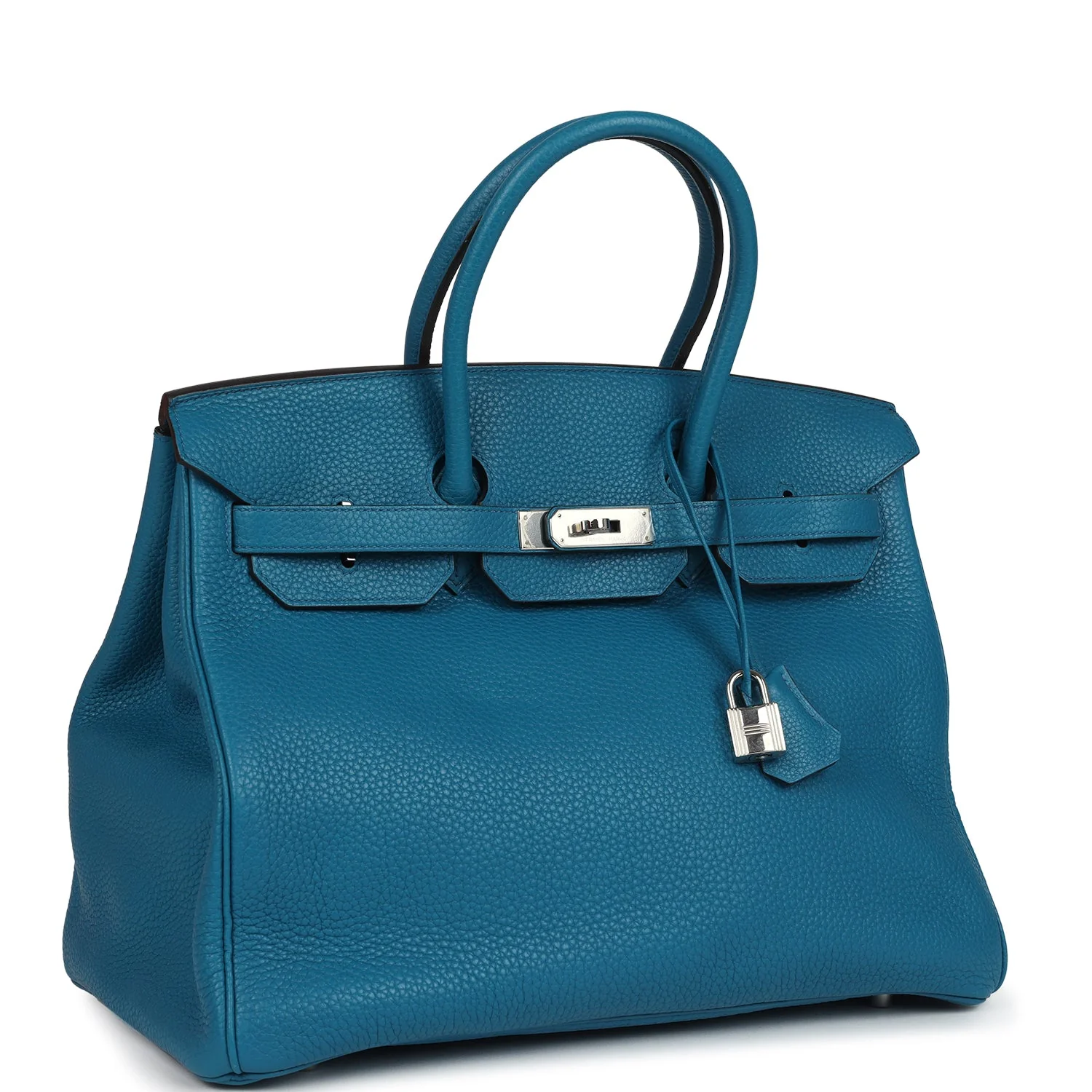 Hermes BirkinBleu Izmir Verso Clemence Palladium Hardware
