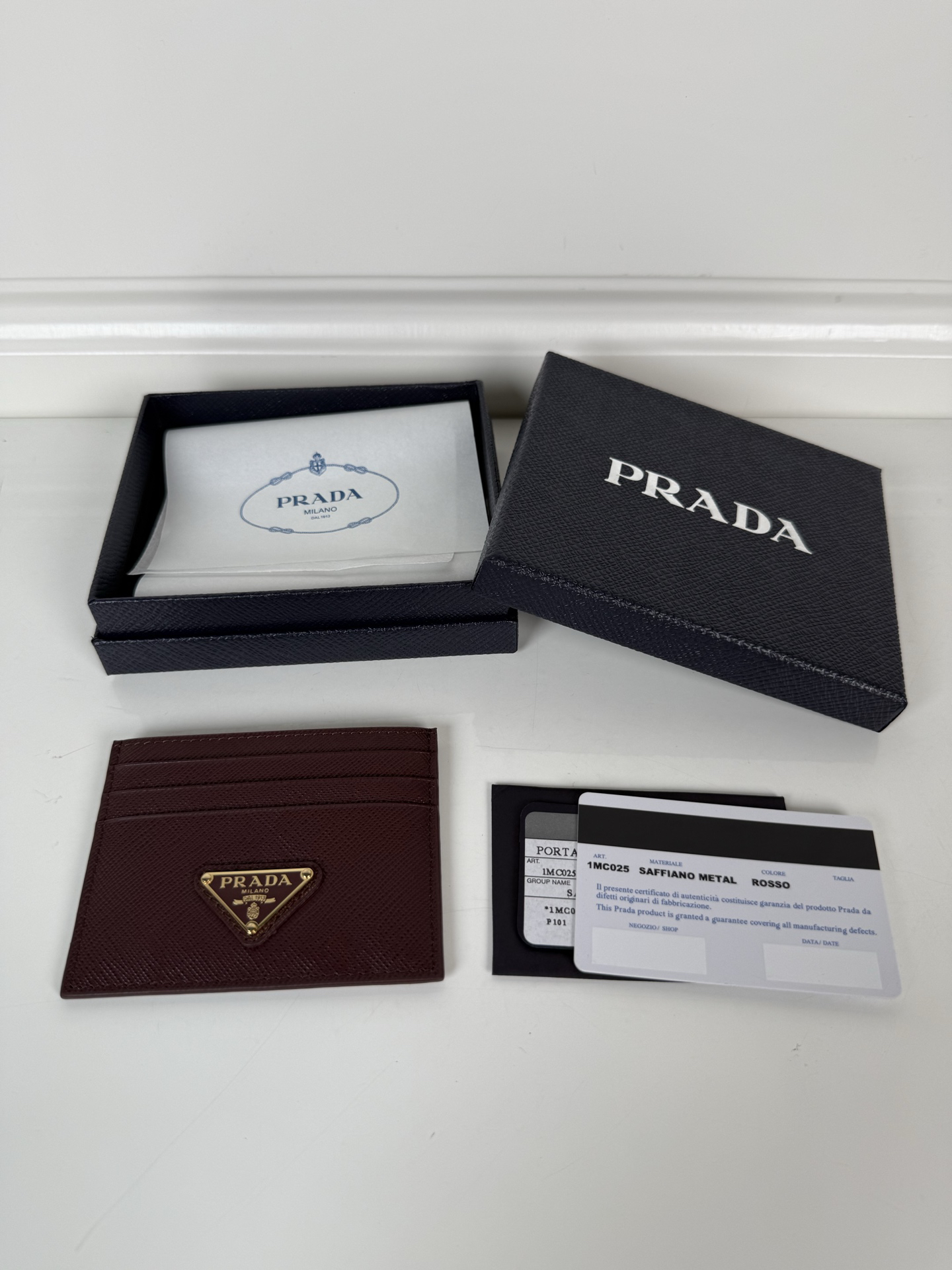 [TOP] PRADA Card Holder 11.2*8.5cm - Dark Red - 711 Luxury