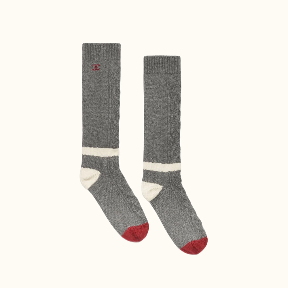 Chanel gray Accessory Chanel CC Cashmere Socks Gray#388758 View 2 | Nigo Office