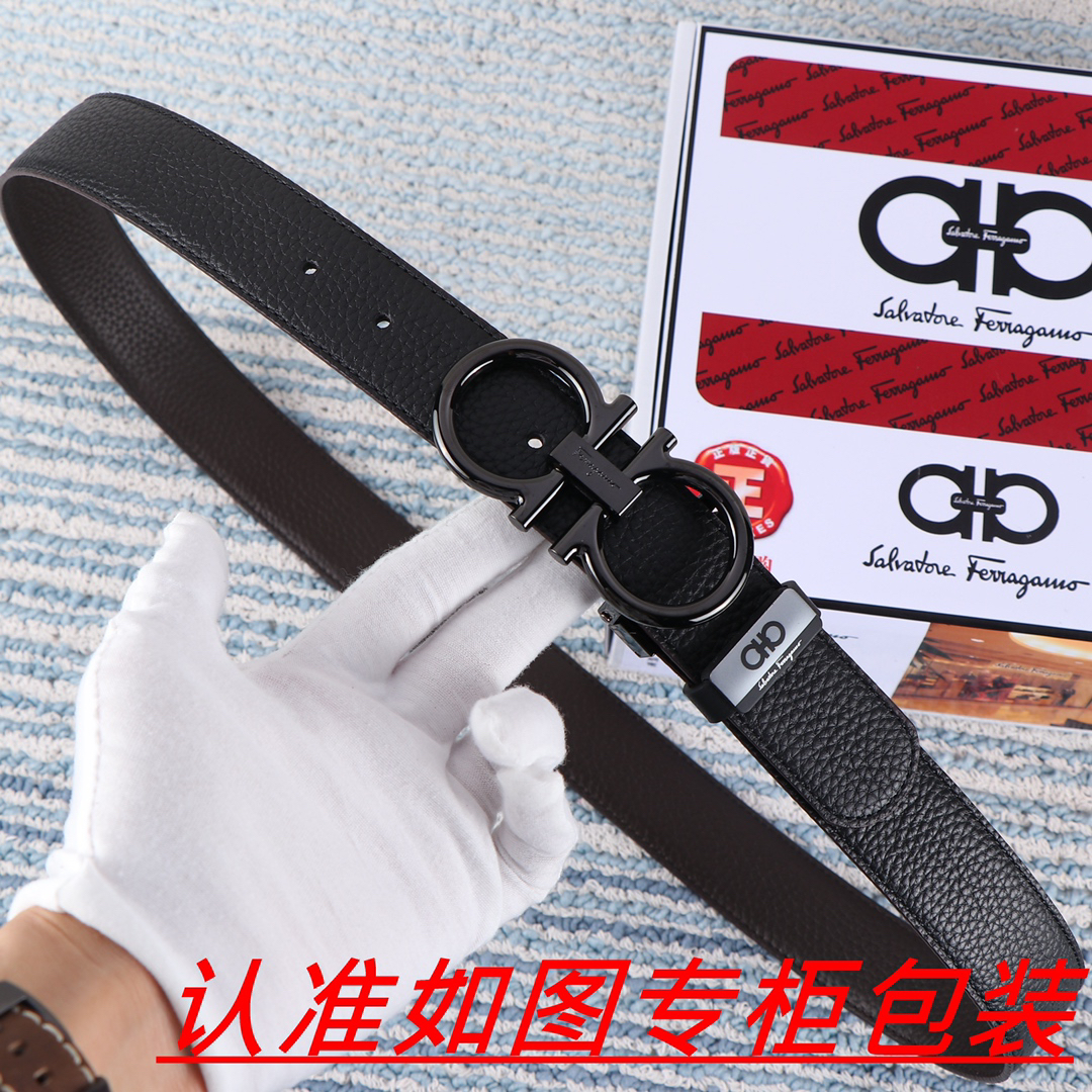 [TOP] Ferragamo Men's Belt 3.5cm - Black - 711 Luxury