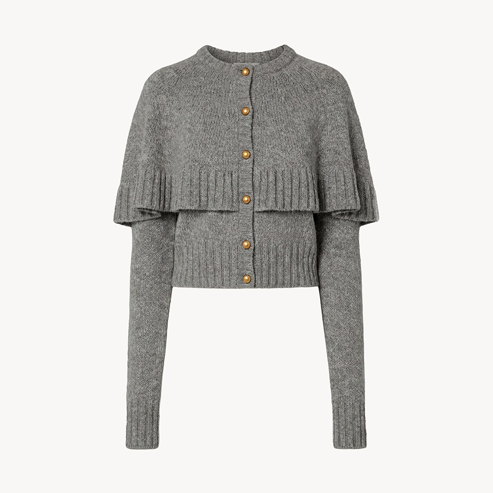 Designer grey Clothing Chloé Cape Cardigan in a Wool Cashmere Knit Grey #378467 | Nigo Office