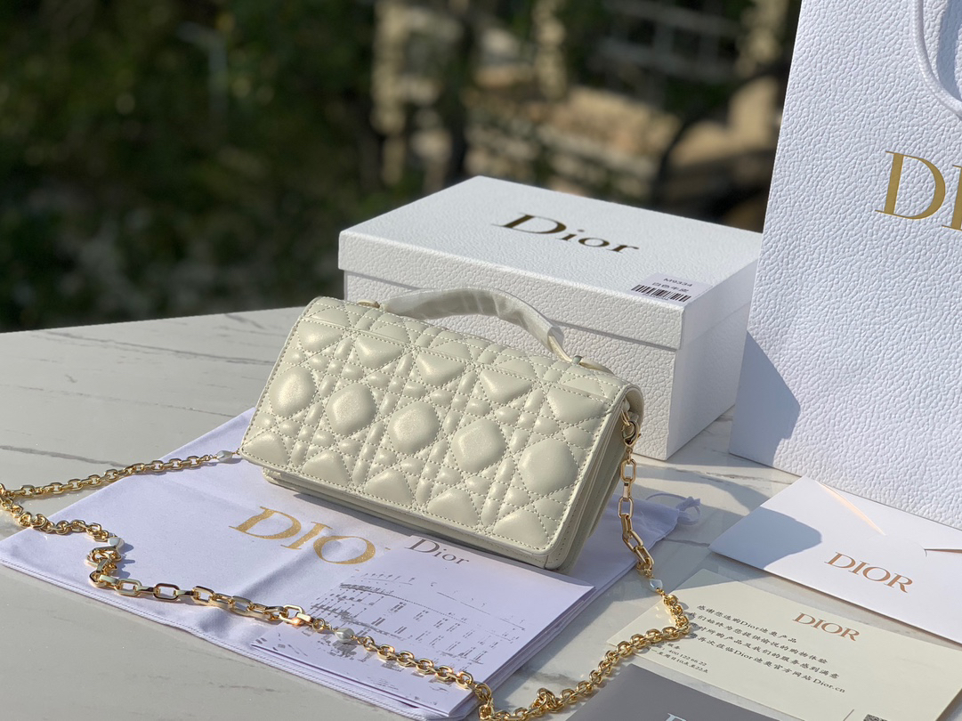 [TOP] Christian Dior My Dior Mini Bag Cannage Lambskin 21x11.5x4.5cm - White