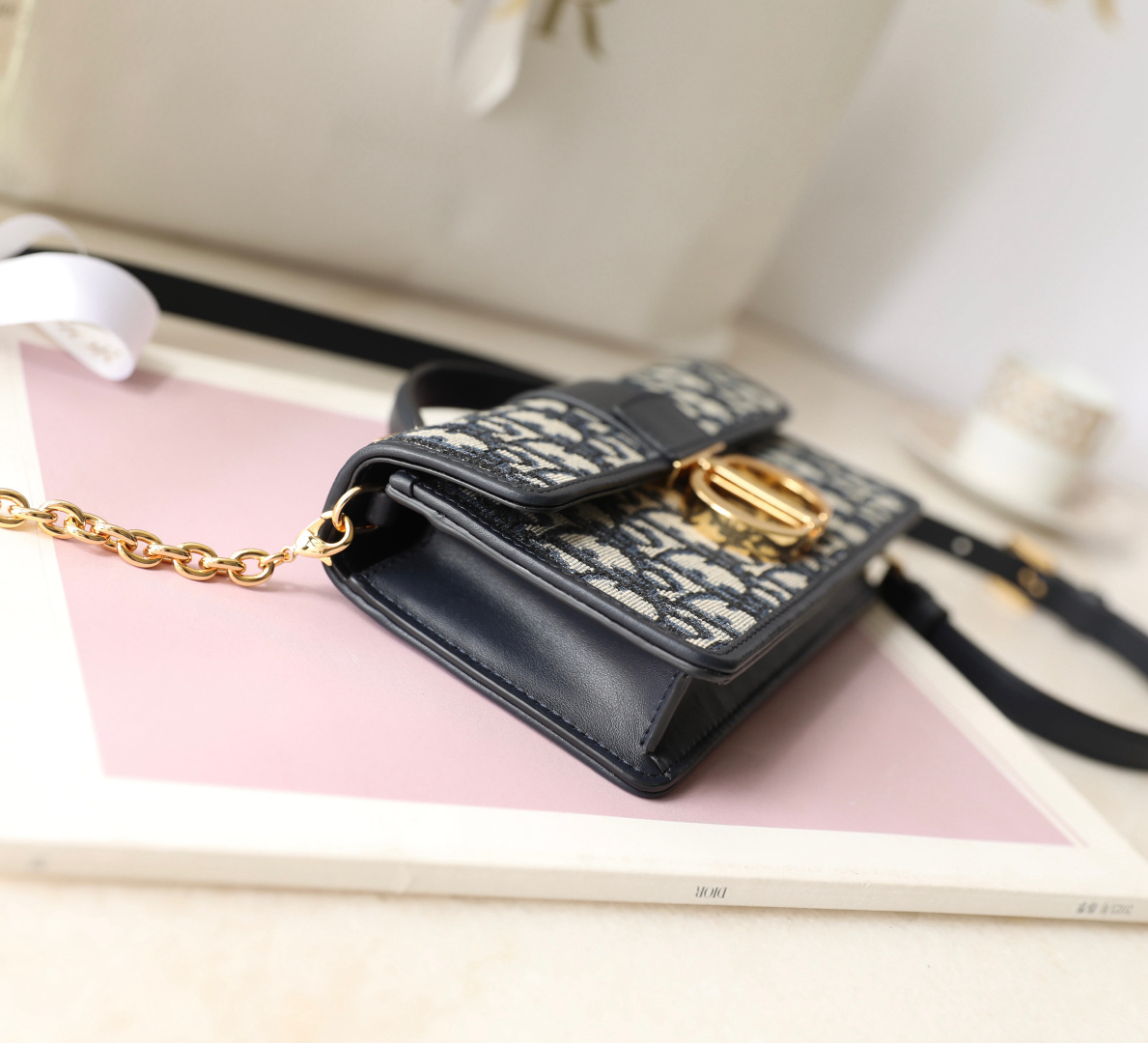 [TOP] Christian Dior 30 Montaigne Bag Oblique 20*10*4cm - Navy Blue