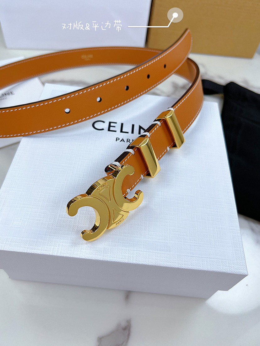 [TOP] CELINE Belt Calfskin 2.5cm - Brown - 711 Luxury