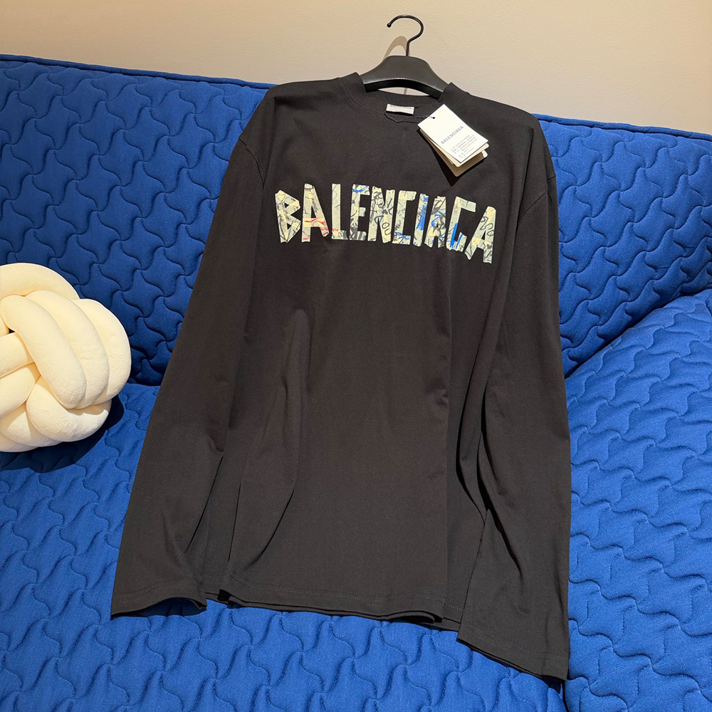 Balenciaga Clothing Balenciaga Tape Ripped Graffiti Long Sleeve T-shirt #395640 | Nigo Office