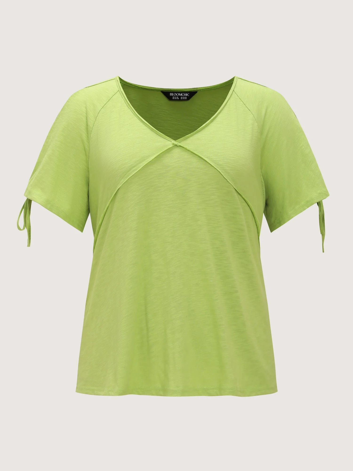 Shoulder Cut-Out Ties V-Neck T-Shirt