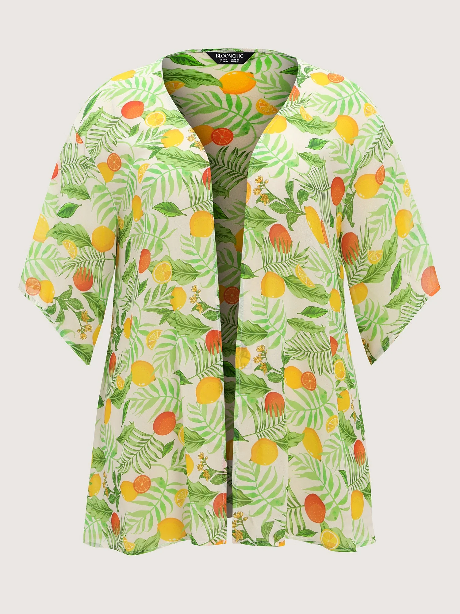 Citrus Print Open-Front Cover-Up