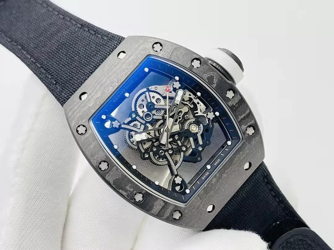 RM055 Skeleton Black Canvas Strap 42mm