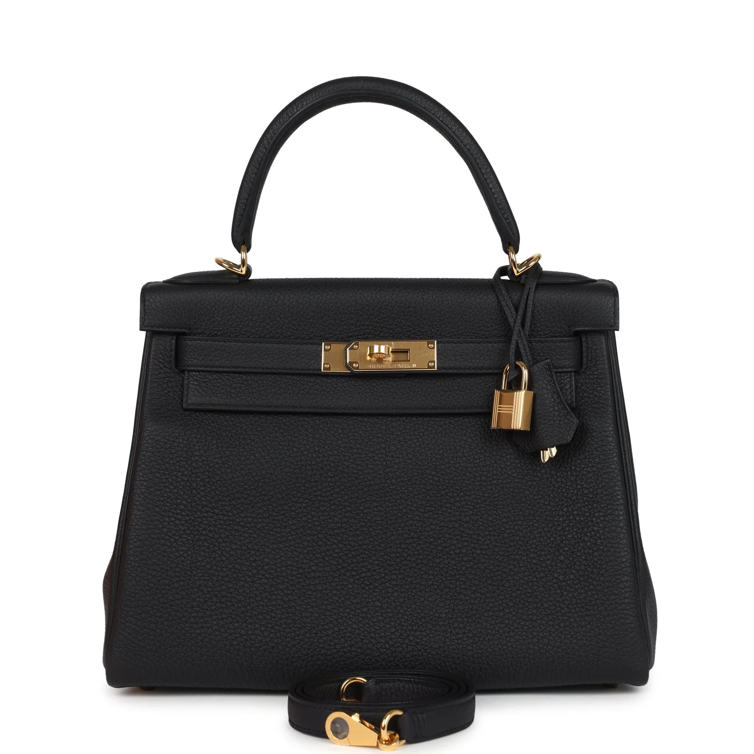 Hermes Kelly Retourne  Black Togo Gold Hardware