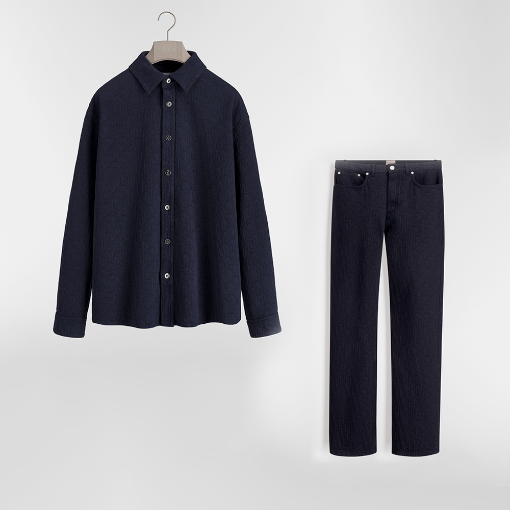 DIOR Dior Oblique Shirt and Long Regular Jeans Navy Blue Cotton Jacquard #383851