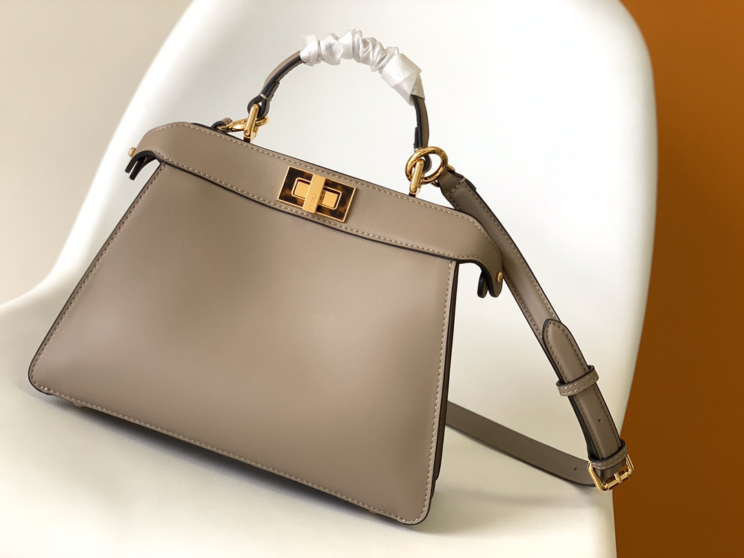 [TOP] FENDI Peekaboo ISeeU Bag 27-9.5-21cm - Gray & GHW - 711 Luxury