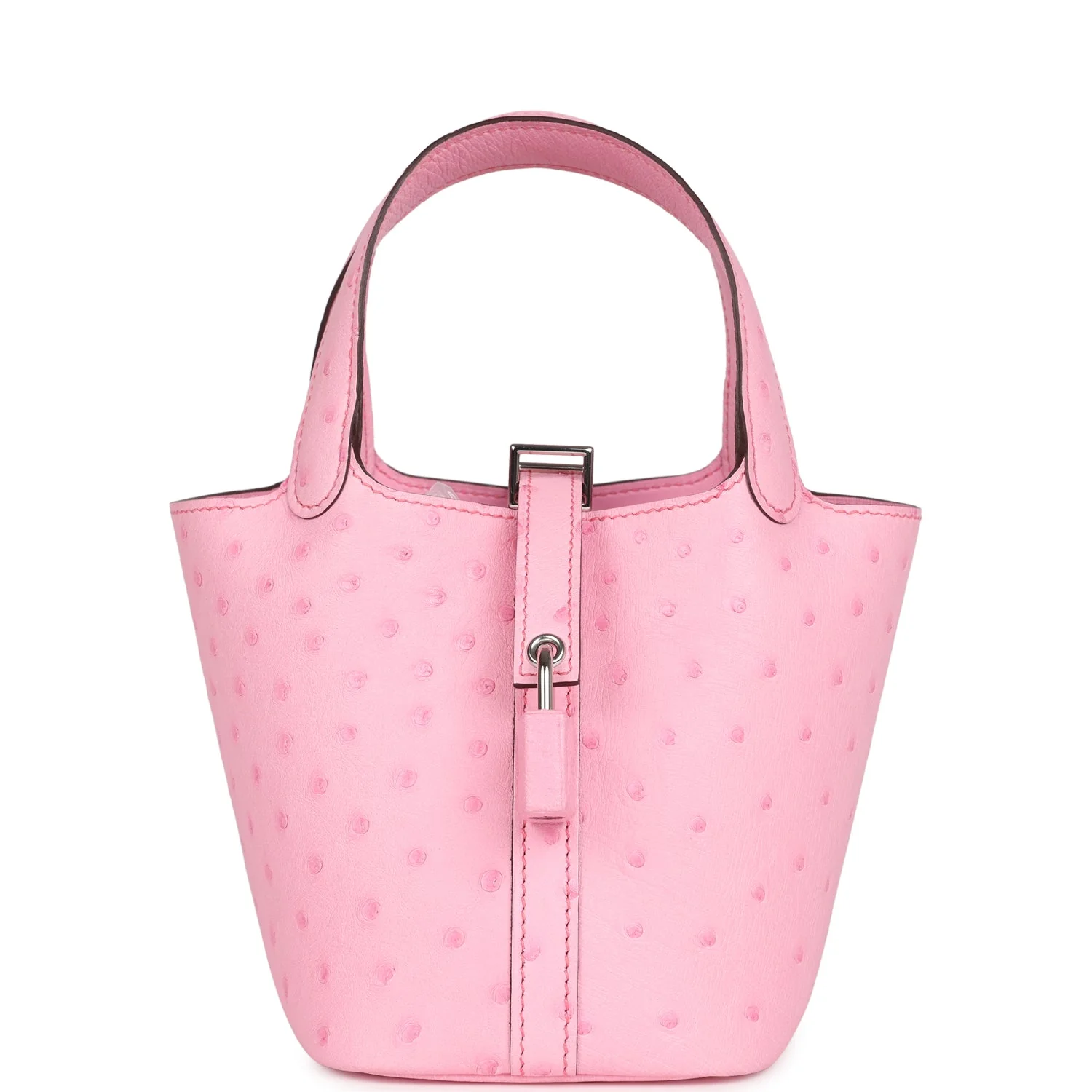 Hermes Micro Picotin Lock  Bubblegum Ostrich Palladium Hardware