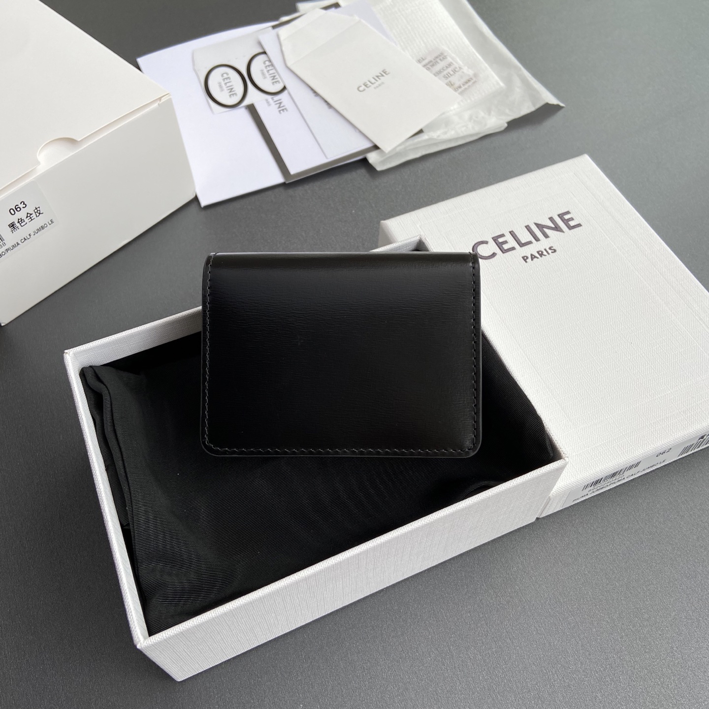 [TOP] CELINE Triomphe Logo  Wallet 10.5-8.5-3cm - Black - 711 Luxury