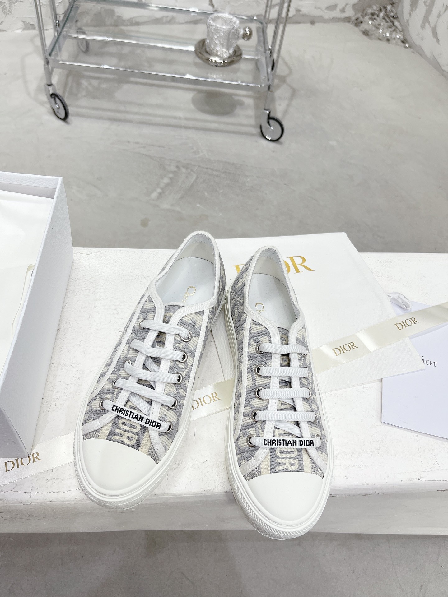 [TOP] Christian Dior WALK N DIOR Shoes - White and Gray - 711 Luxury