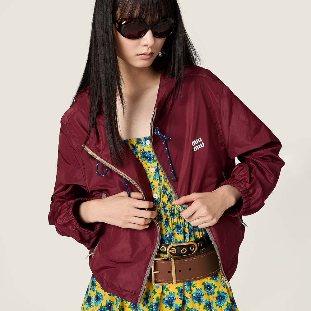 MiuMiu Amaranth Red Technical Fabric Blouson Jacket #380063