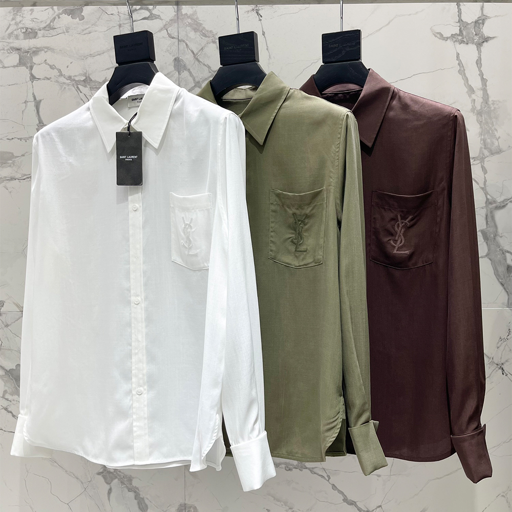 Saint Laurent Clothing Saint Laurent Lapel Embroidered Pocket Shirt #333271 | Nigo Office