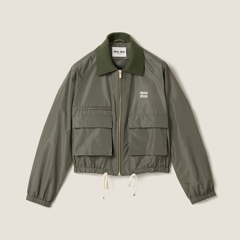 MiuMiu Forest Green Technical Fabric Blouson Jacket #389236