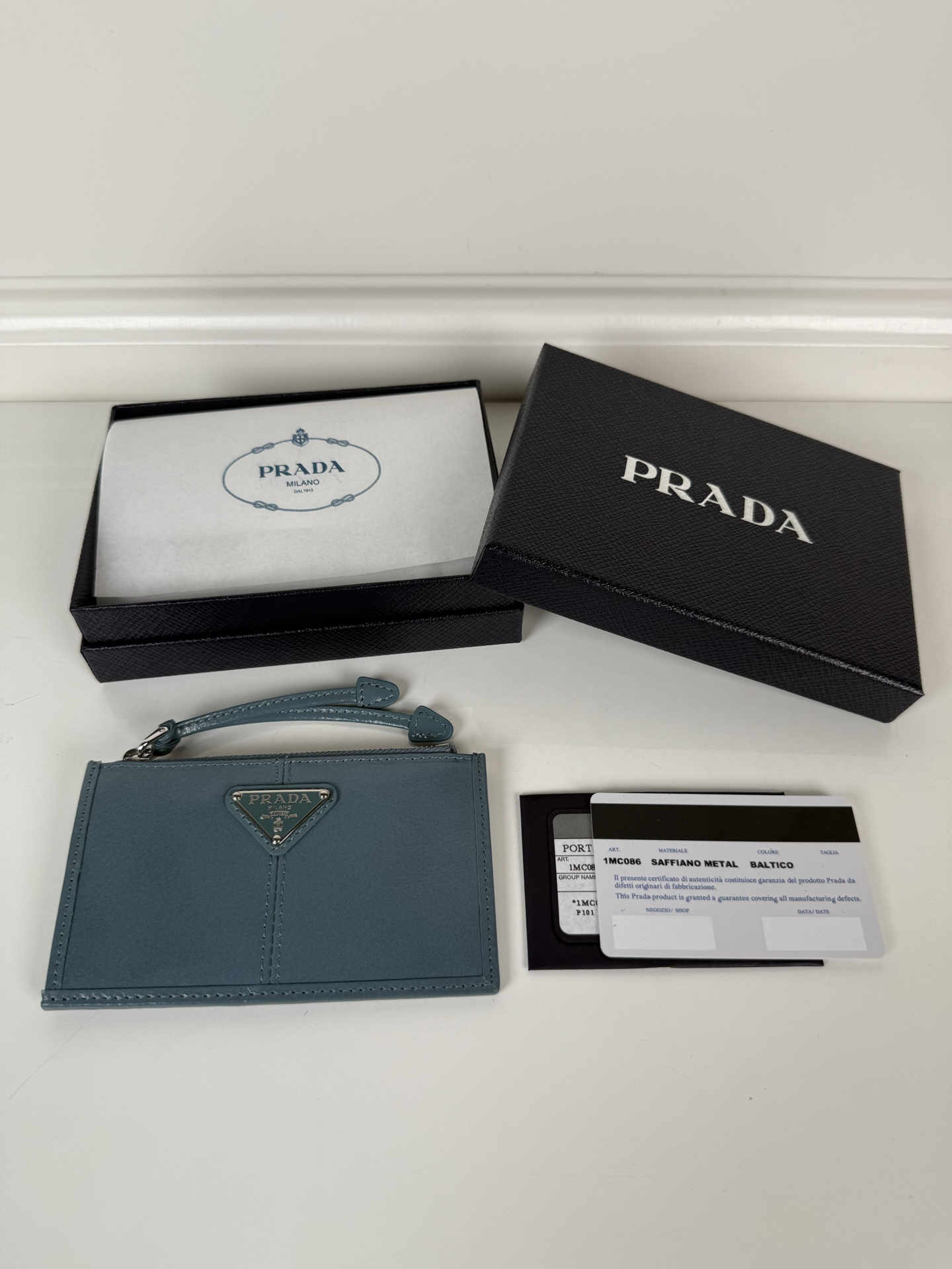 [TOP] PRADA Card Holder 8cm*13cm - Blue - 711 Luxury