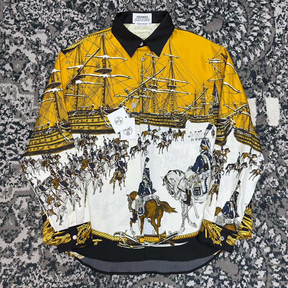 Designer Clothing Hermès Mulberry Silk Shirt #396207 View 2 | Nigo Office