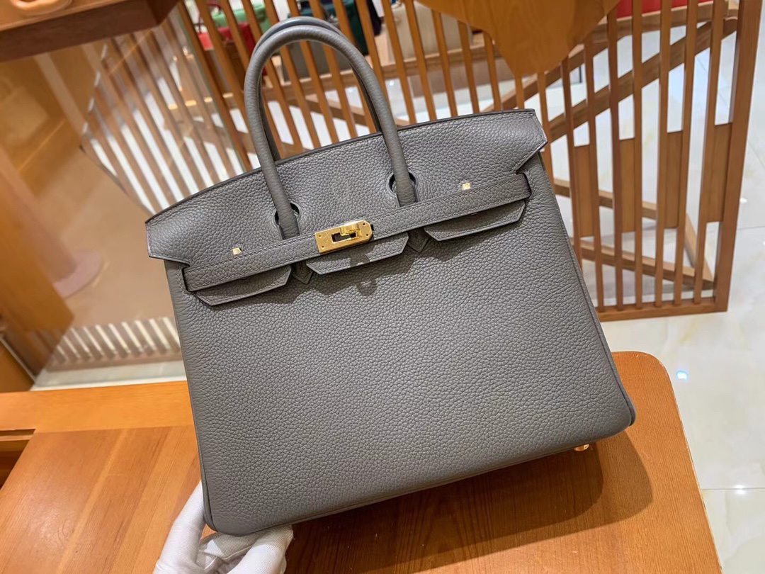 [TOP] HERMES Birkin Togo Leather 25cm - Etain & GHW - 711 Luxury