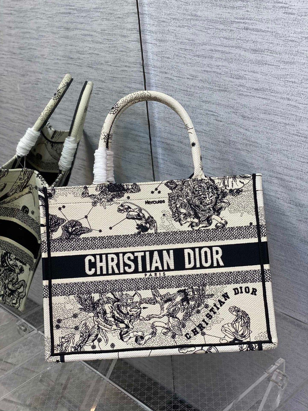 [TOP] Christian Dior Medium  Embroidered Tote Bag 36*18*28cm - White - 711 Luxury