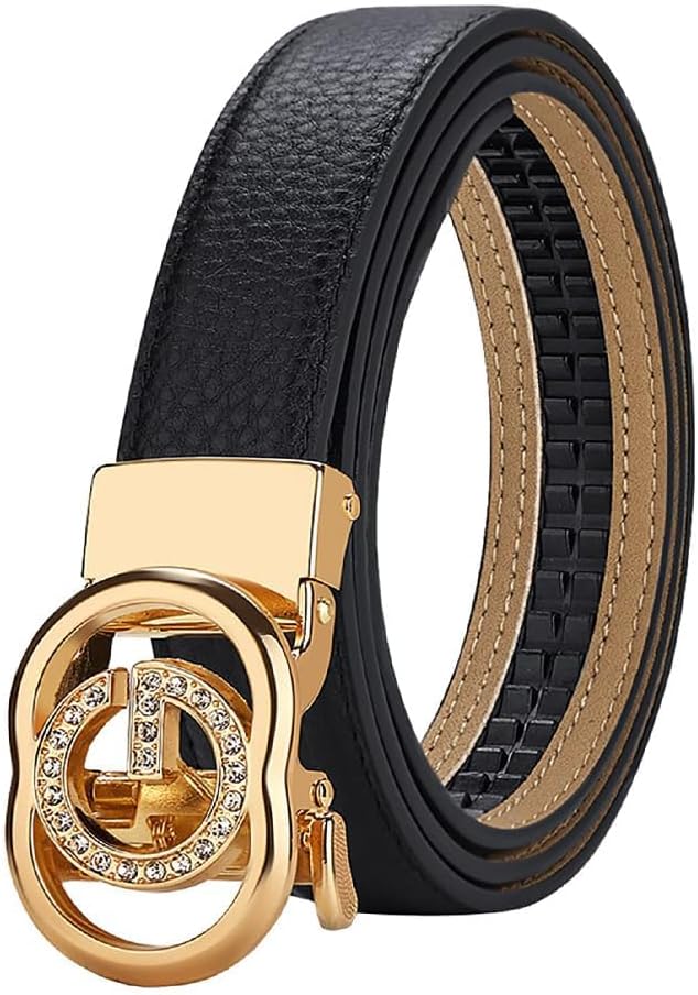 VANANNBA Belt Leather Ratchet women Buckle with Belt Box