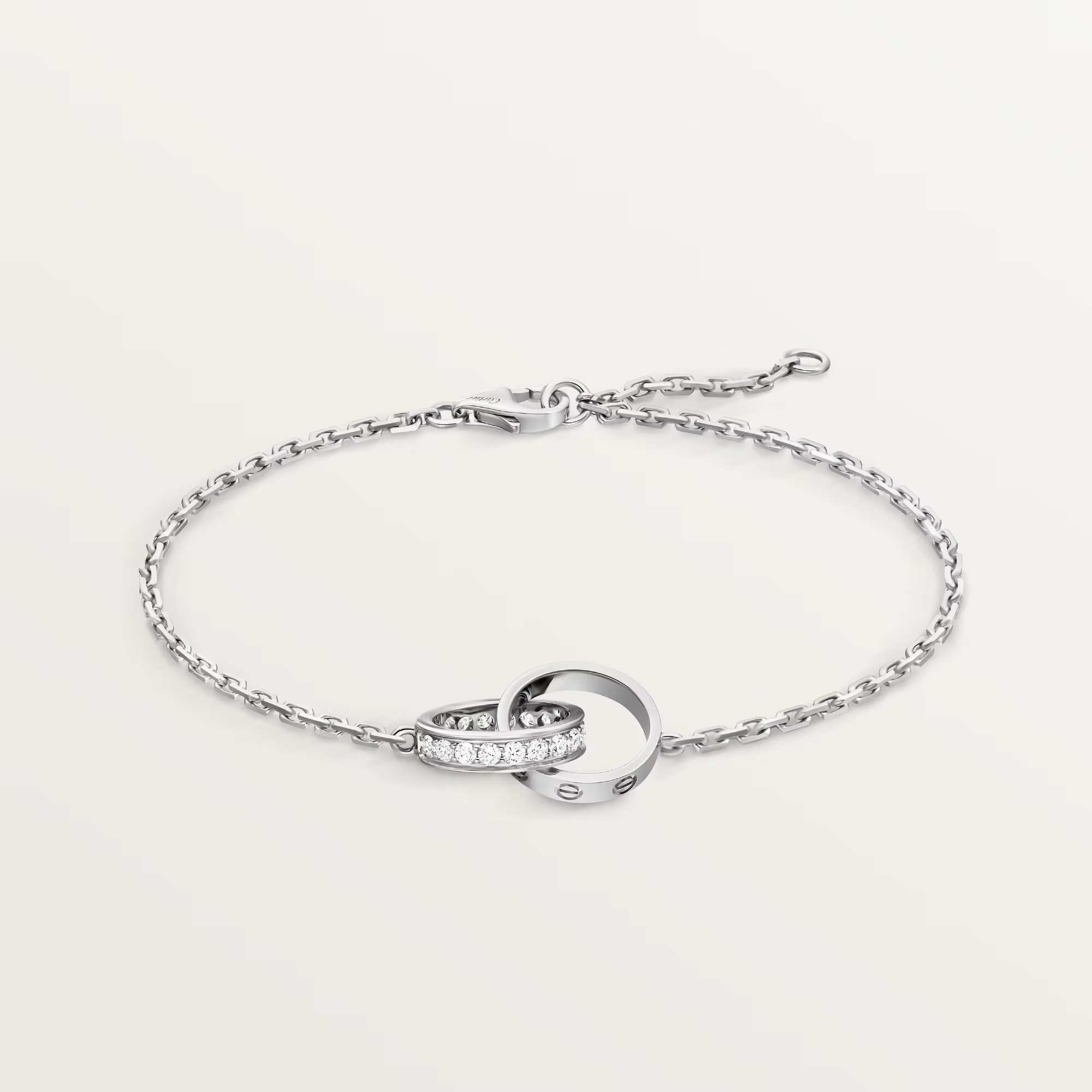 Carty Love Luna Loop Bracelet, White Gold, Half-Paved