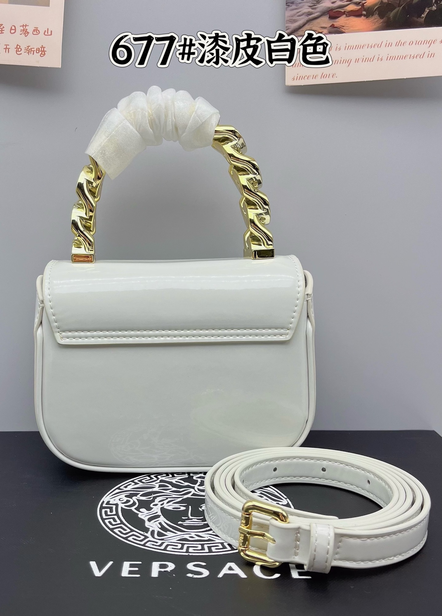 [TOP] VERSACE  Cowhide  Bag 16x6x12cm - White - 711 Luxury