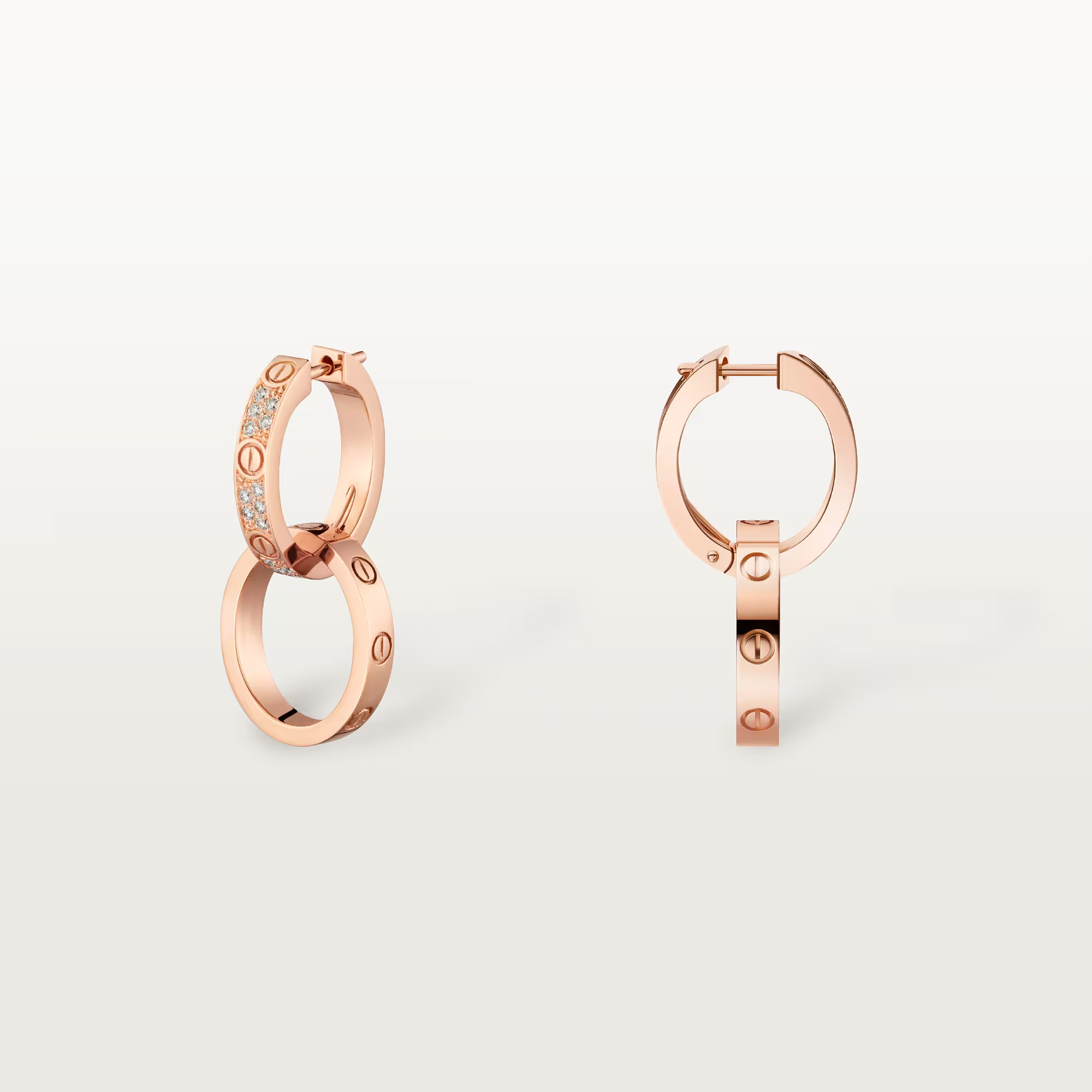 Carty Love Luna Loop Earrings, Rose Gold, Multiwear Half-Paved