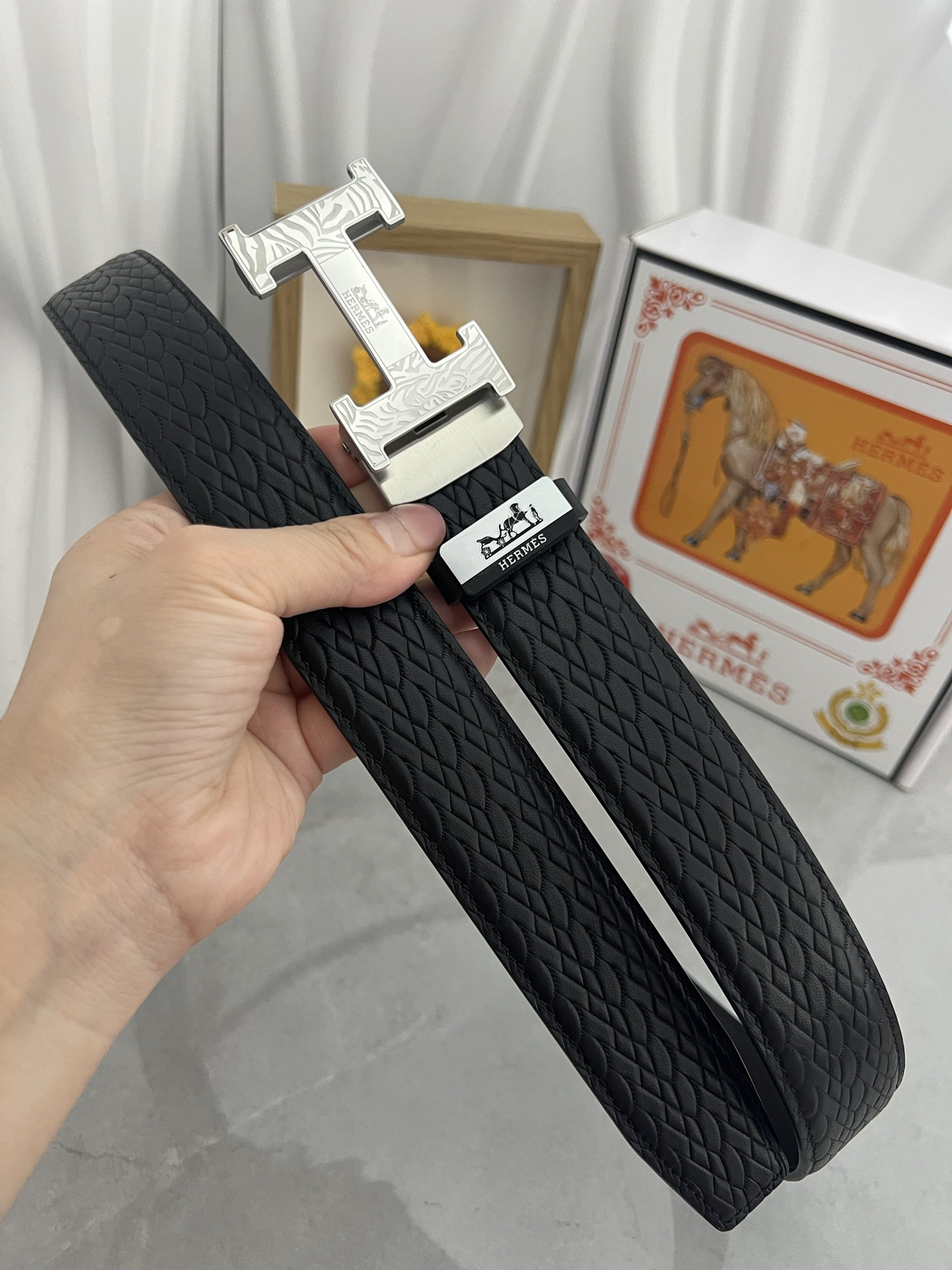 [TOP] HERMES Men's  Belt 3.5cm - Black - 711 Luxury