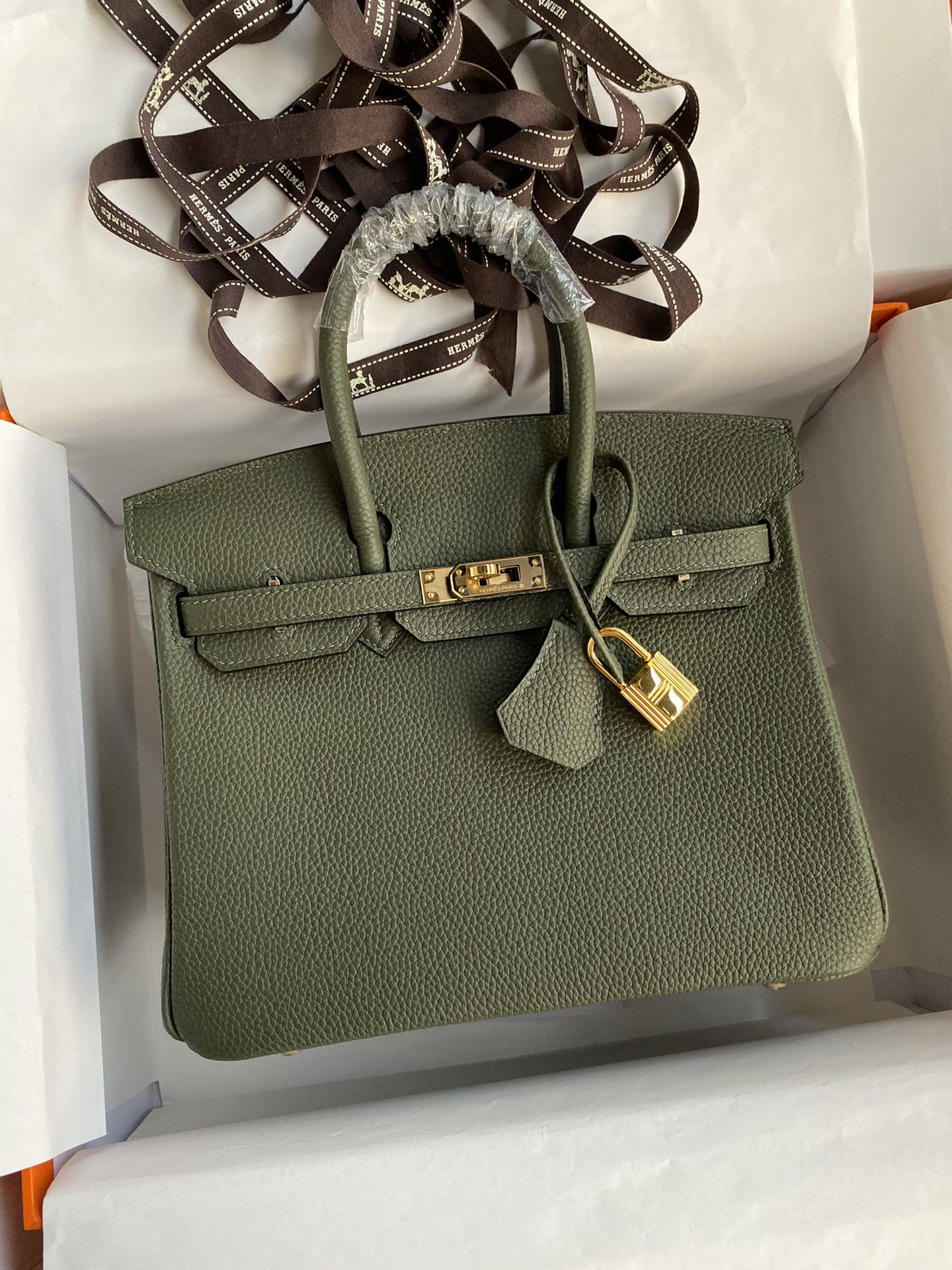 [TOP] HERMES Birkin Togo Leather 25cm - Vert Maquis & GHW