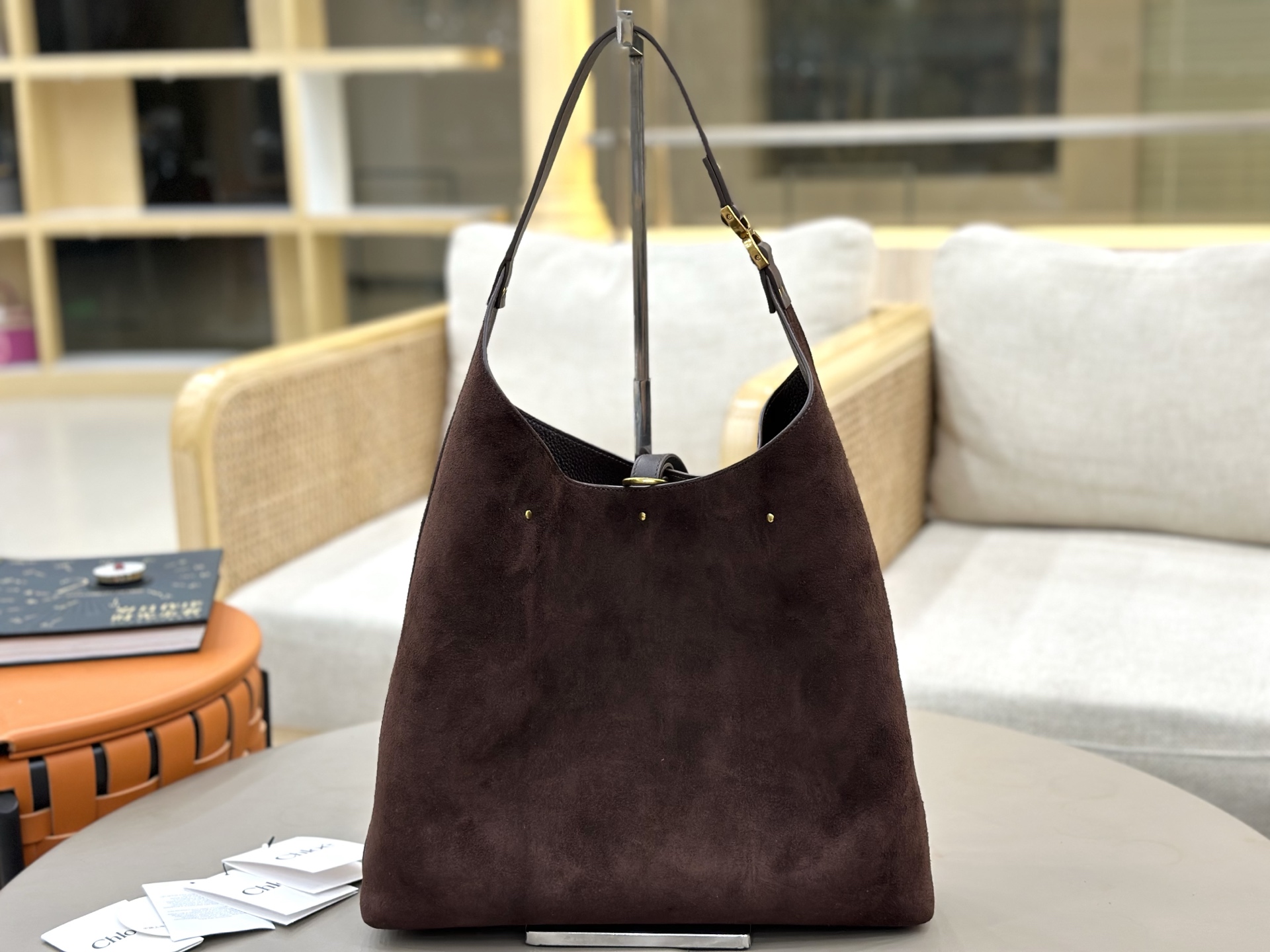 [TOP] Chloe Hobo Bag Suede Leather 36*29*10cm - Chocolate - 711 Luxury