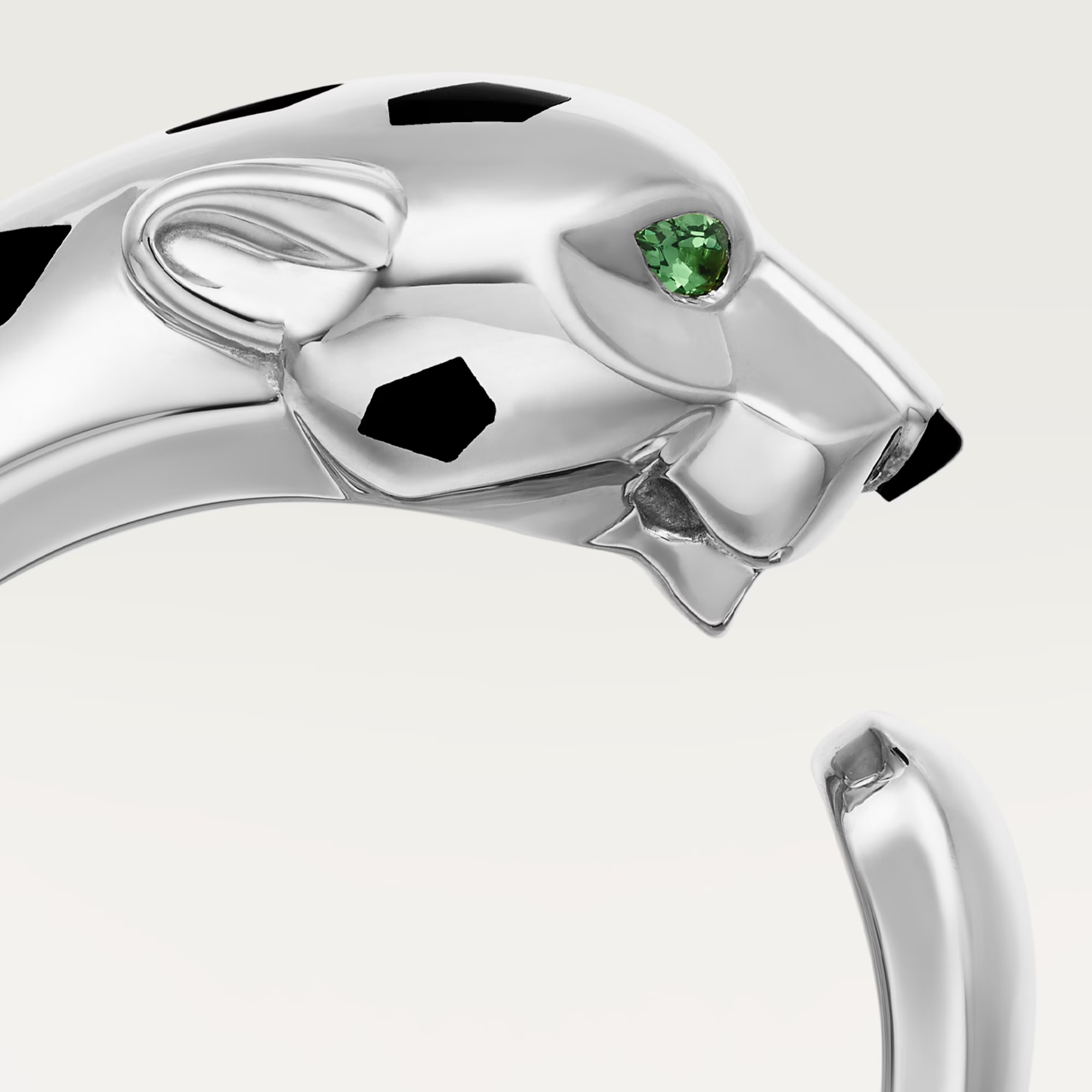 Carty Panther Motif Ring, White Gold, Medium Model