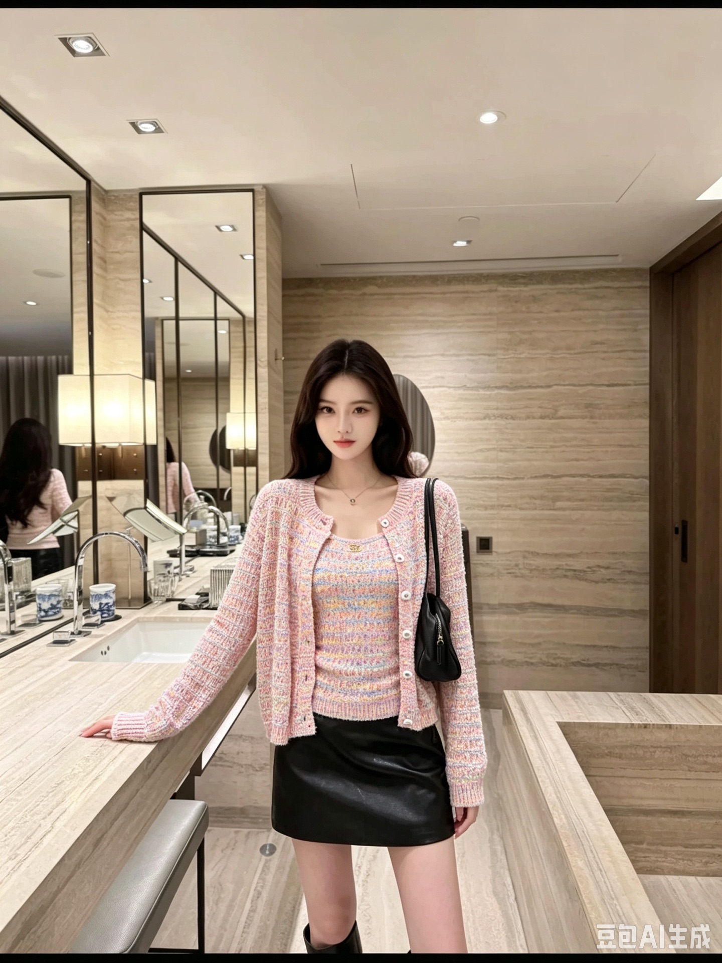 [TOP] CHANEL Knit Cardigan & Vest Set - Pink - 711 Luxury