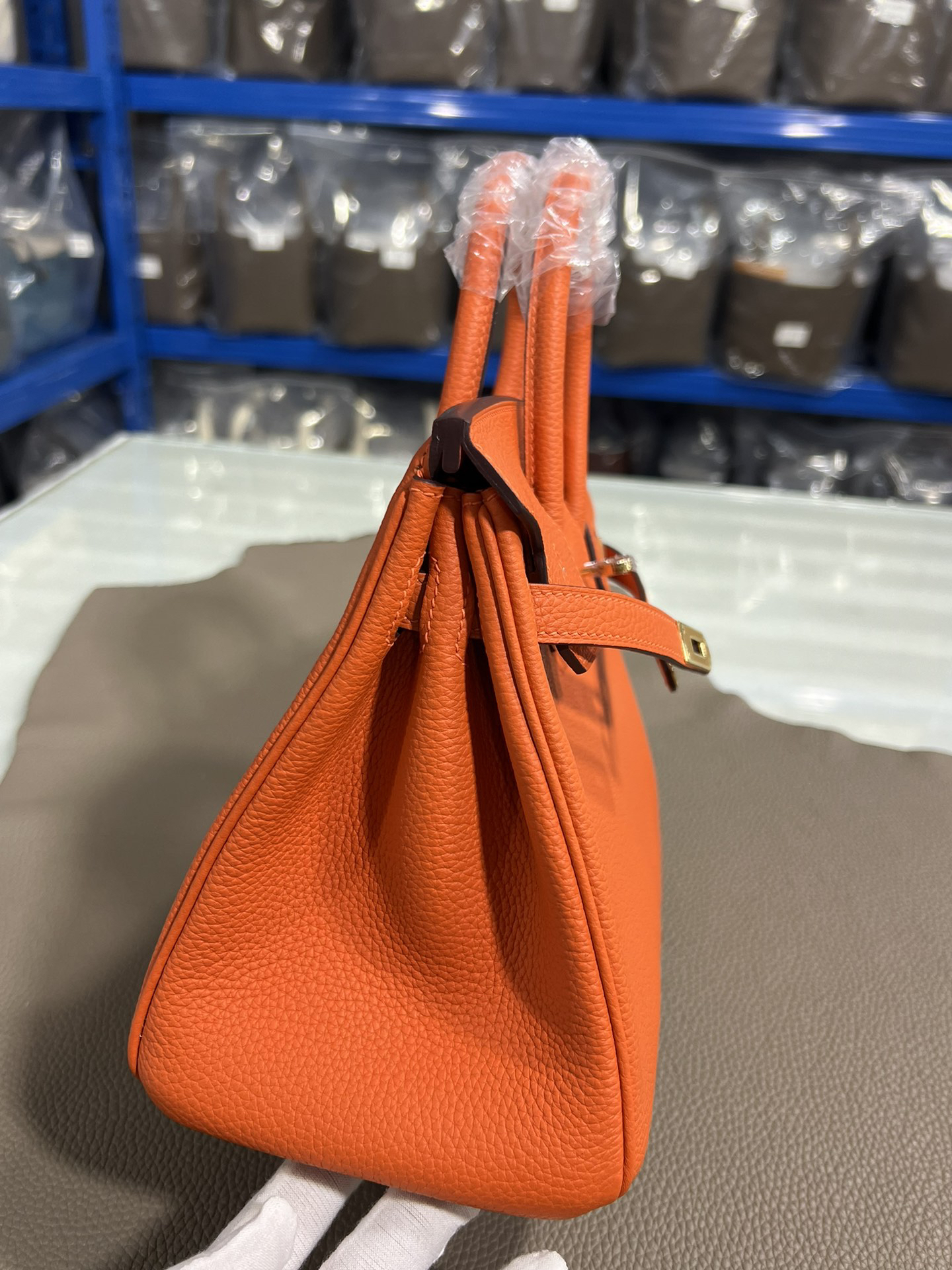 [TOP] HERMES Birkin Togo Leather 25cm - Orange & GHW