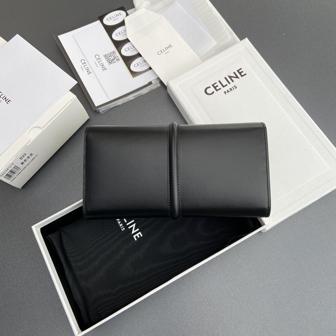 [TOP] CELINE Triomphe Calfskin Wallet 10.2×7.5×2.5cm - Black - 711 Luxury