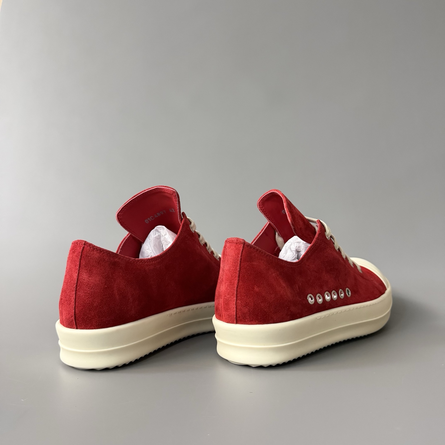Rick Owens DRKSHDW Extreme Lace-up Flat Low-top Shoes Red #384459