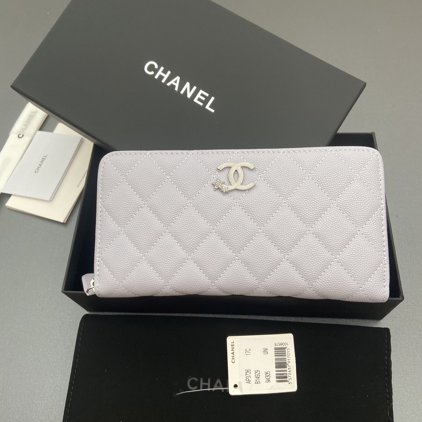 [TOP] CHANEL Caviar Skin Wallet 19cm - Light Purple - SHW - 711 Luxury