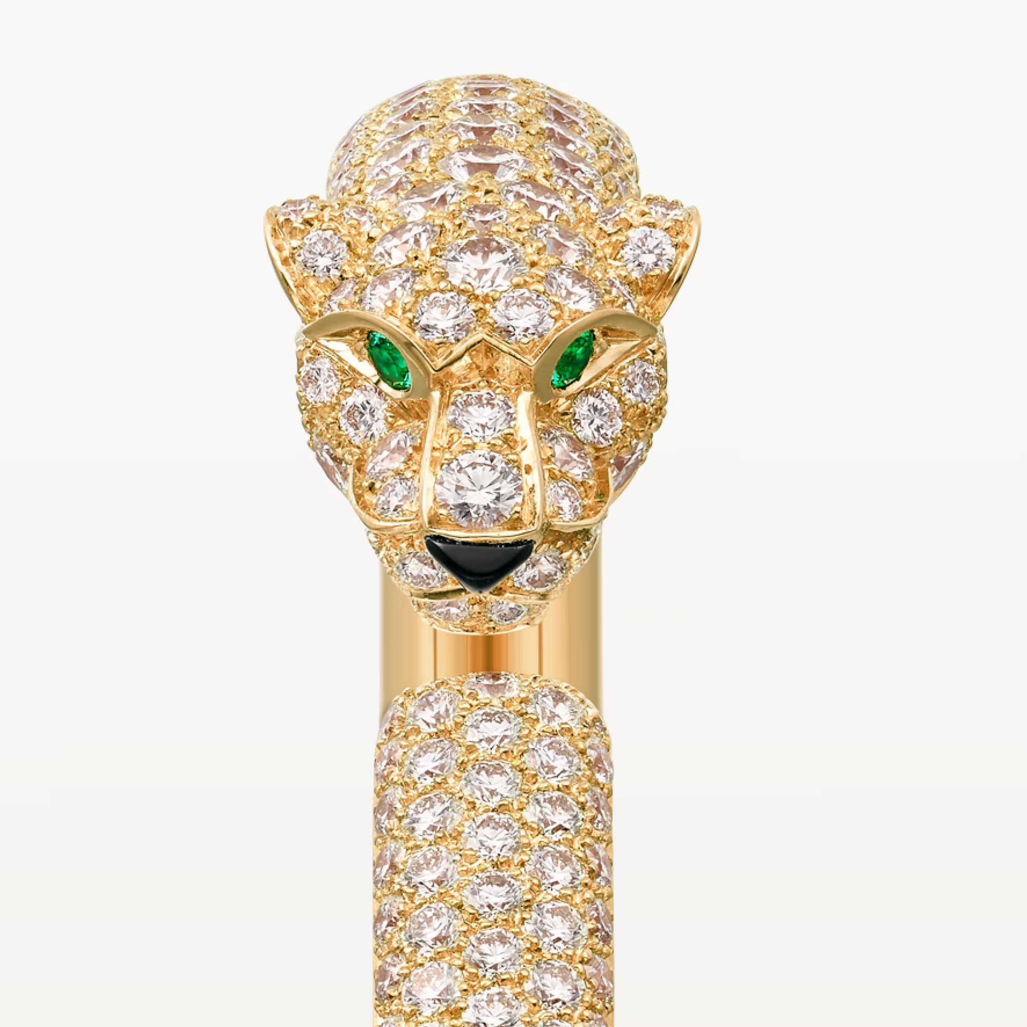 Carty Panther Pure Bracelet, Yellow Gold, Emerald & Moissanite