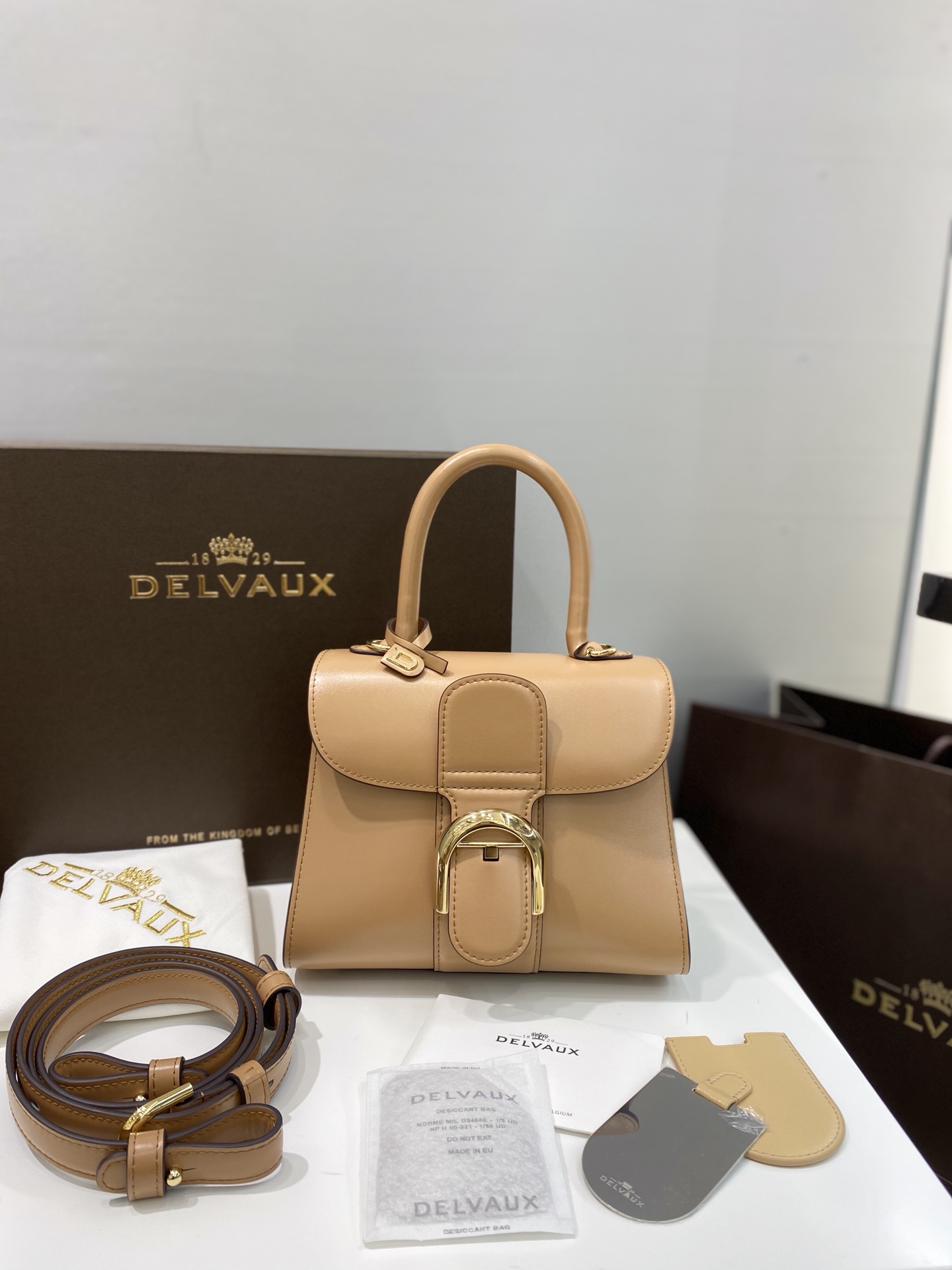 [TOP] Delvaux Brillant Bag Box Leather 20cm - Khaki - 711 Luxury