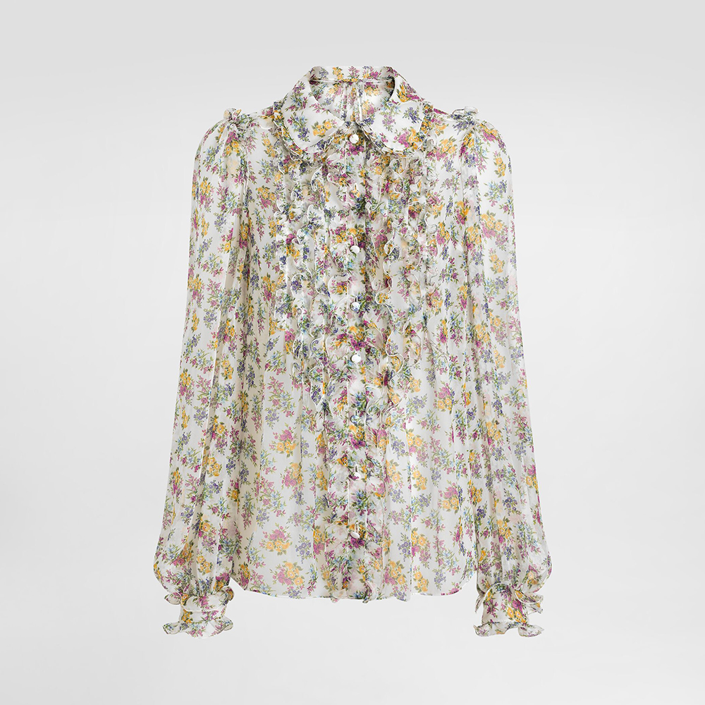 Dolce & Gabbana Clothing Dolce & Gabbana Floral Print Chiffon Shirt #381877 | Nigo Office
