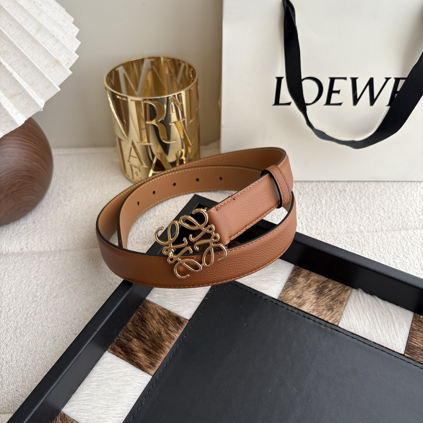 [TOP] LOEWE Leather Belt 2.8cm - Brown - 711 Luxury
