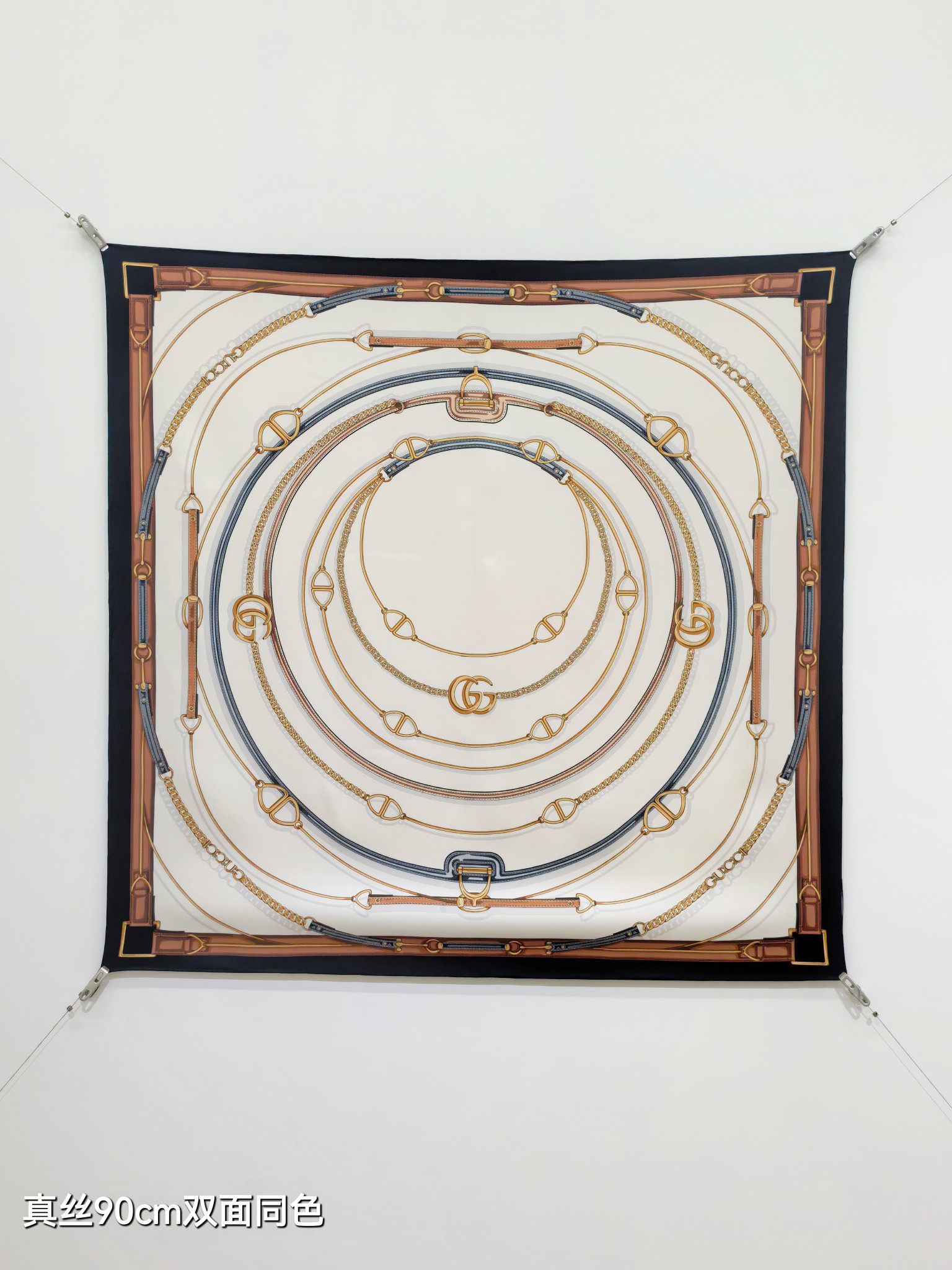 [TOP] GUCCI Silk Scarf 90x90cm - White